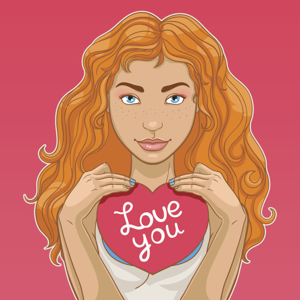 恋爱中的红发女孩图片下载