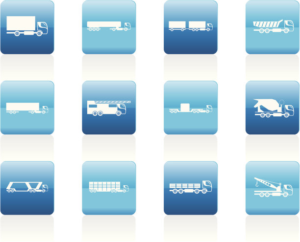 不同类型的卡车和卡车图标图片下载