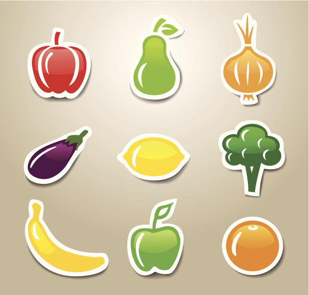 水果和蔬菜贴纸图片下载