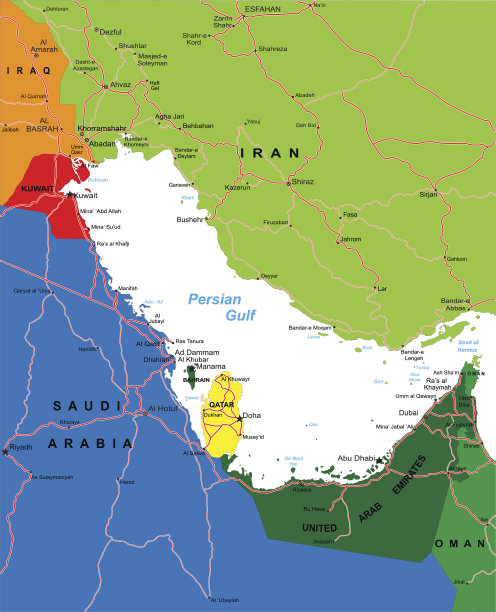 波斯湾地区地图图片下载