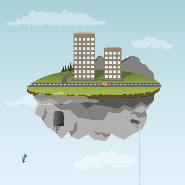 漂浮的岛屿与城市的一部分图片下载