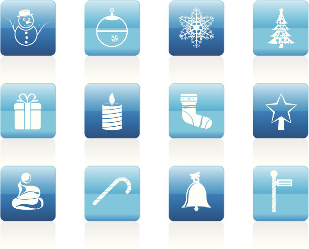 美丽的圣诞节和冬天的图标图片下载