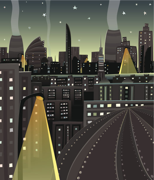 夜晚城市的卡通图片下载