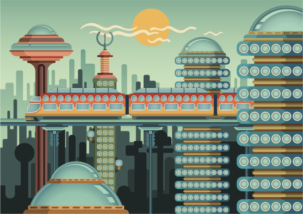 城市里的铁路。素材图片