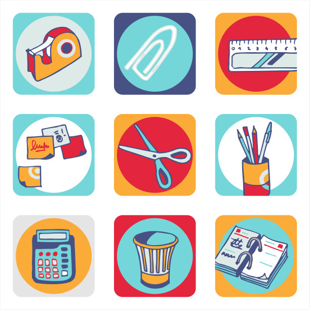 办公室彩色图标图片下载