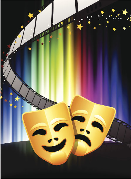 抽象光谱背景下的喜剧和悲剧的面具图片下载