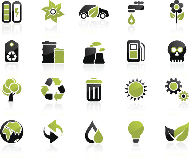 绿色和黑色环境图标集图片下载