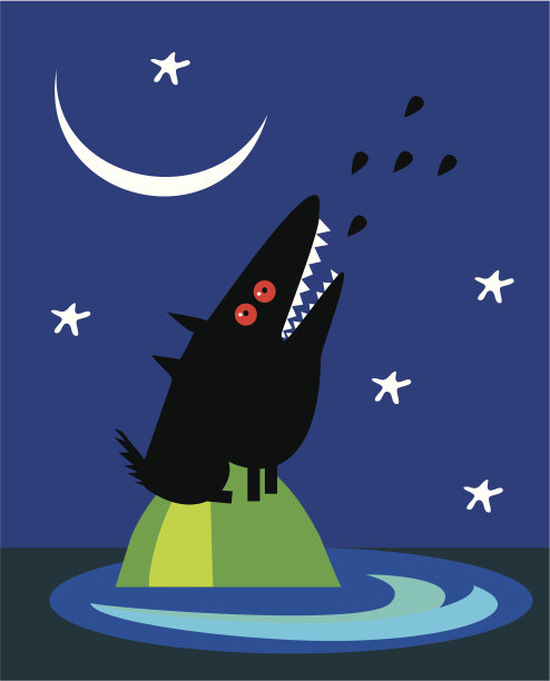 月亮上的狼在嚎叫图片下载