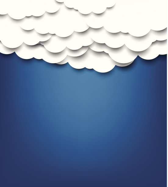 蓝色背景上的白纸云。图片下载