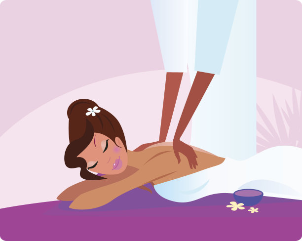 健康与水疗:美丽的女孩享受按摩图片下载