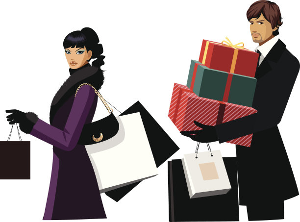 带购物袋的情侣图片下载