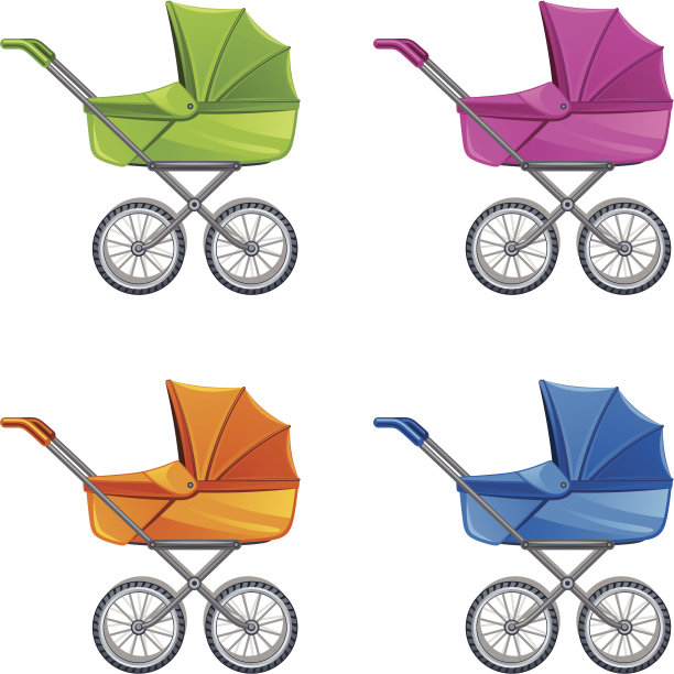 一套彩色婴儿车图片下载