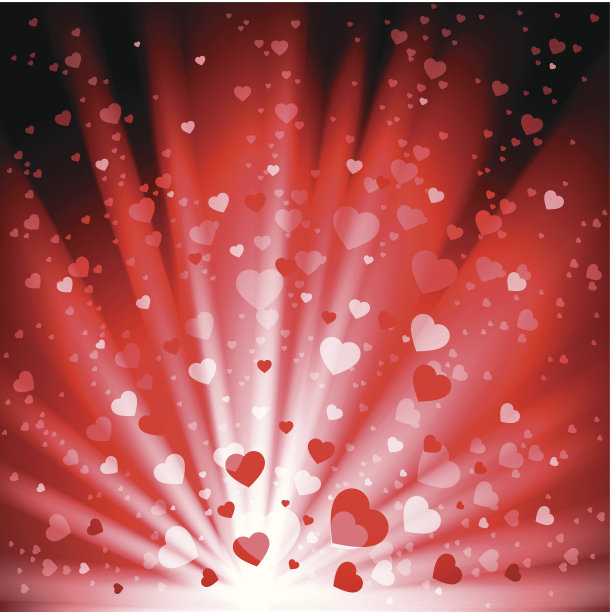 抽象背景与发光的心和光线。图片下载