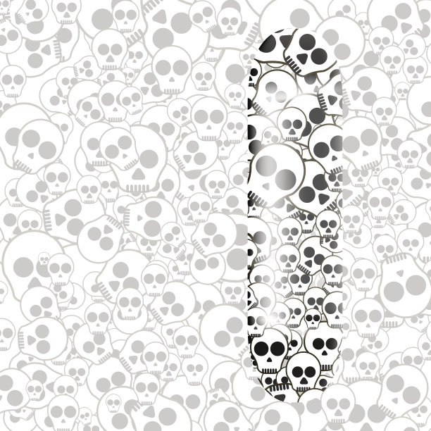 黑白无缝图案与头骨滑板甲板图片下载