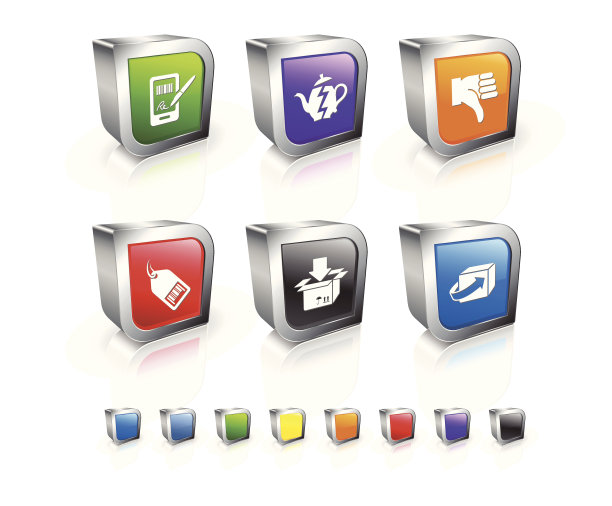 返回带有金属圈的受损物品3D矢量图标图片下载