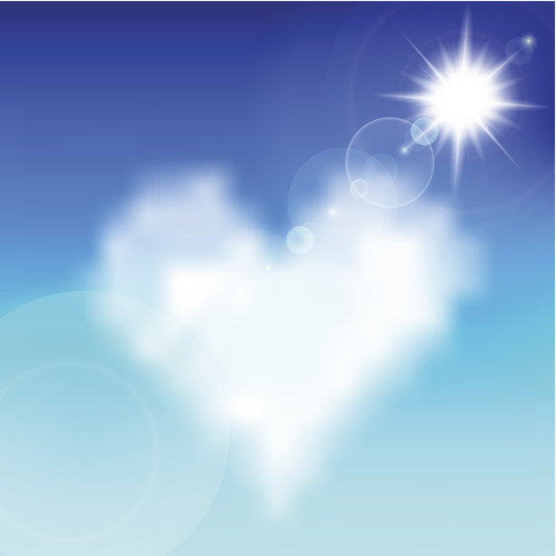 蓝天上的心形云素材图片