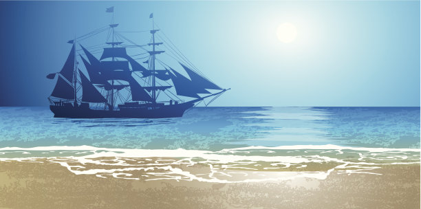 航行在公海上的旧船图片下载