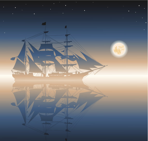 海上的海盗船素材图片