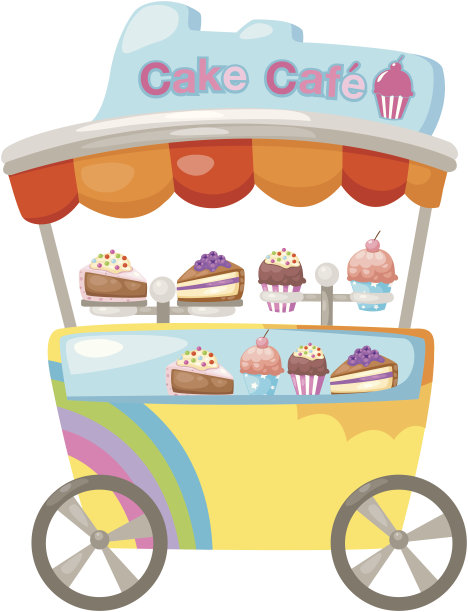 推车摊和纸杯蛋糕图片下载