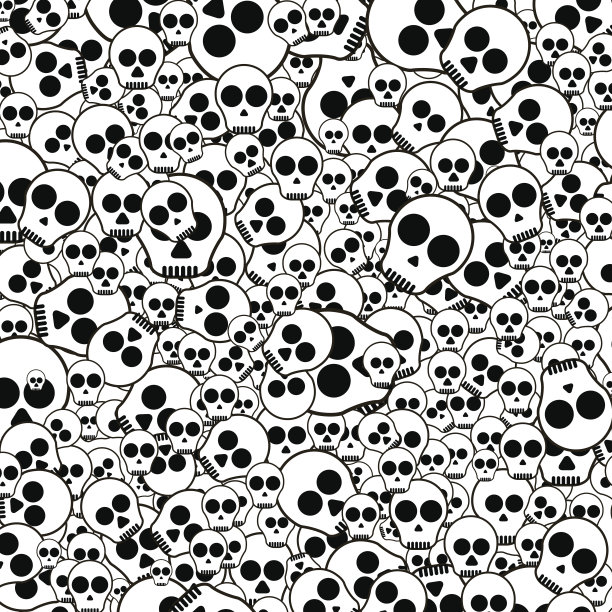 黑白无缝图案，头骨图片下载