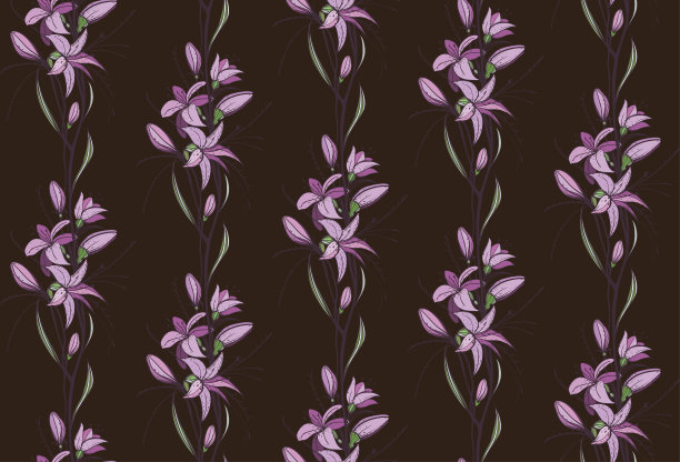 百合花无缝图案在黑暗的背景图片下载