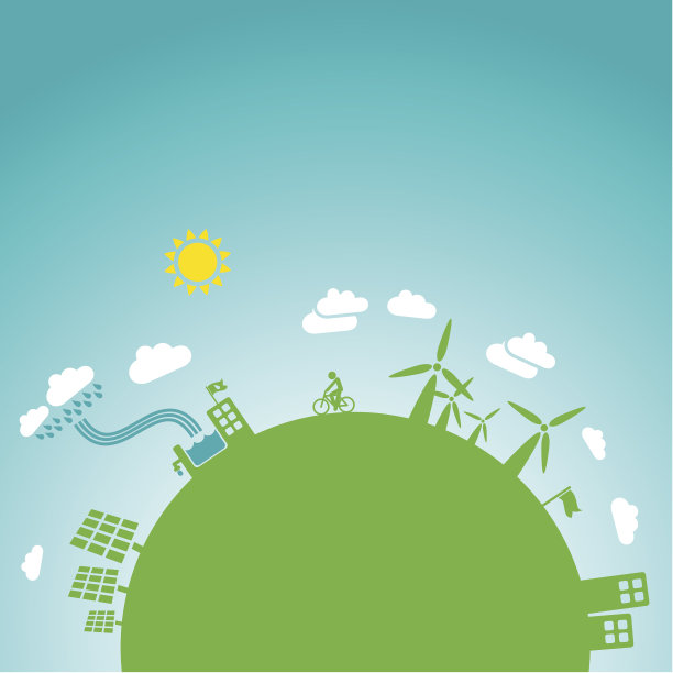 36、绿色的地球，蓝色的天空素材图片