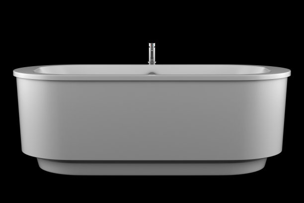 现代白色浴缸孤立在黑色背景图片下载