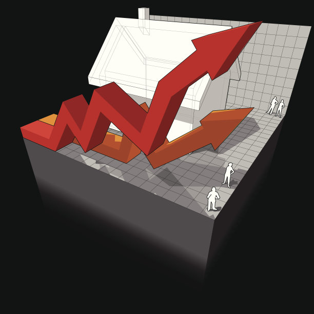 带有商业箭头的房子示意图图片下载