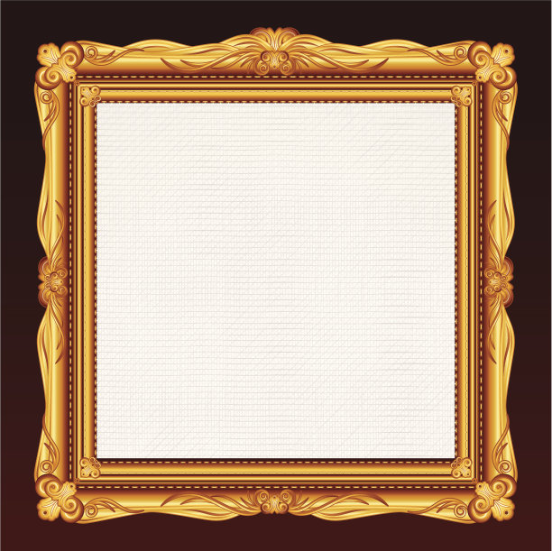 古董金框架与空白画布。矢量图图片下载