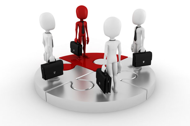 3d男人商人在拼图车轮图图片下载