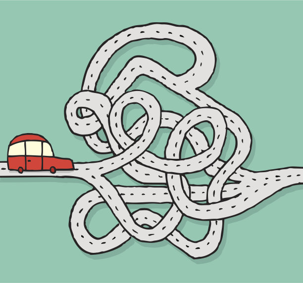 汽车面对混乱的公路/问题图片下载