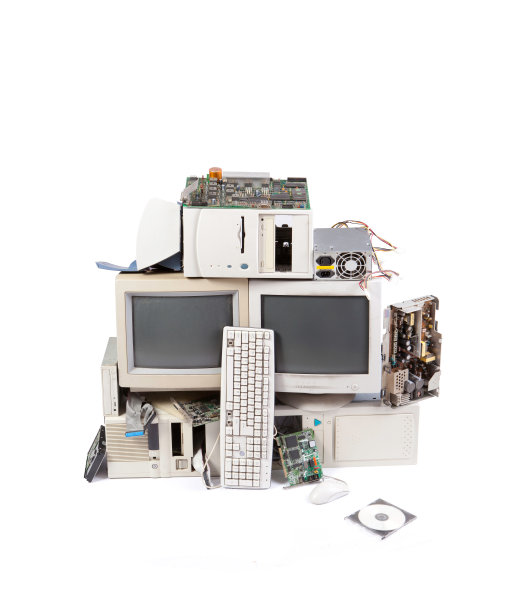 白色背景的过时电脑部件图片下载