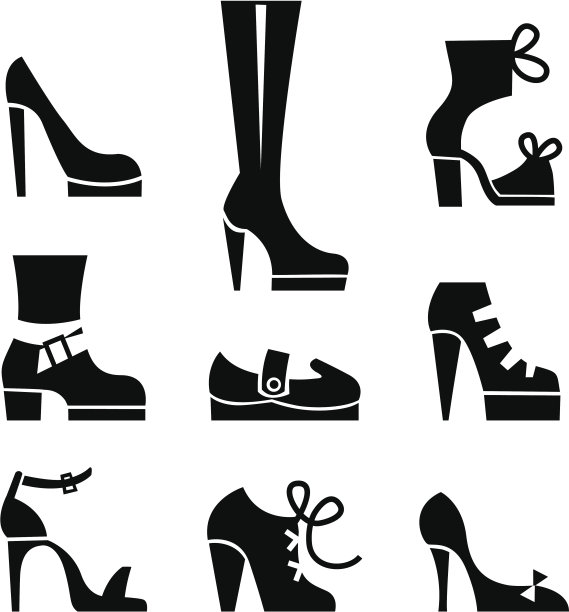 矢量图标的女性鞋类图片下载