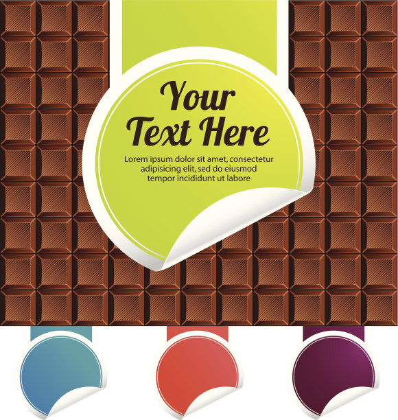 巧克力棒上的绿色标签。颜色的变化图片下载
