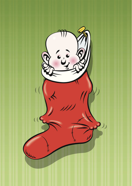 圣诞袜里的婴儿图片下载