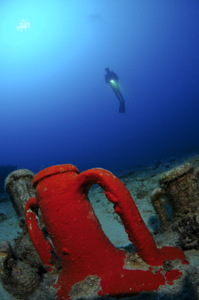 带潜水员的双耳瓶图片下载