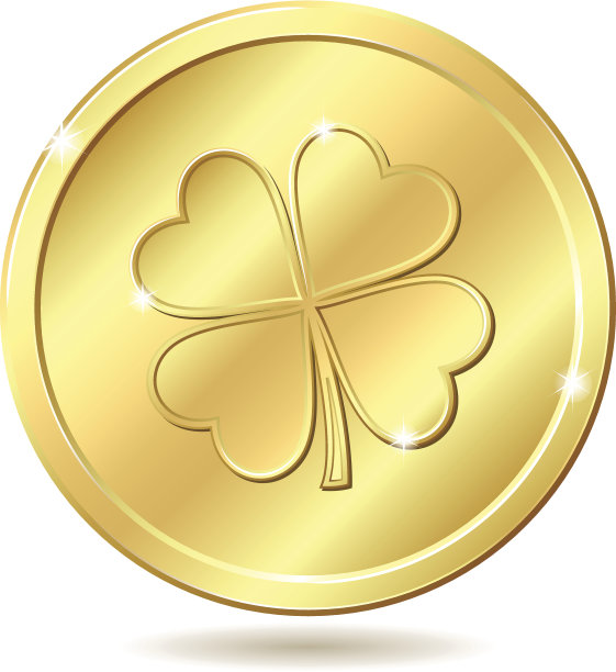 有三叶草的金币。图片下载
