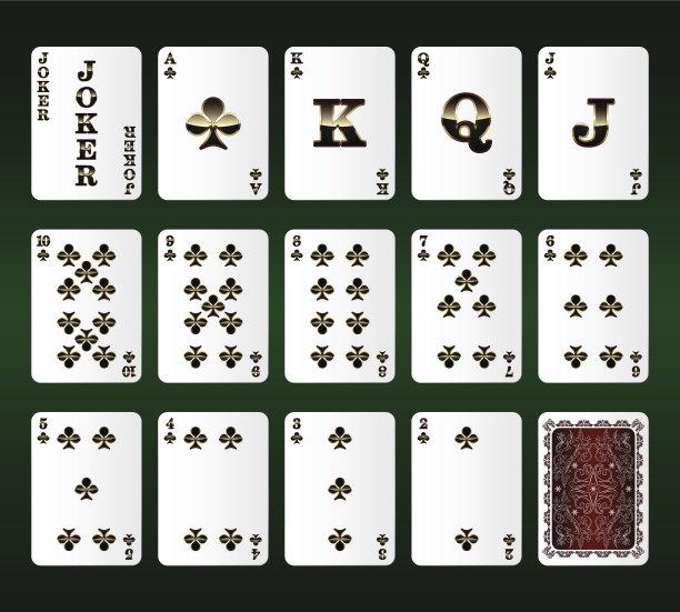 扑克牌集。俱乐部。矢量图图片下载