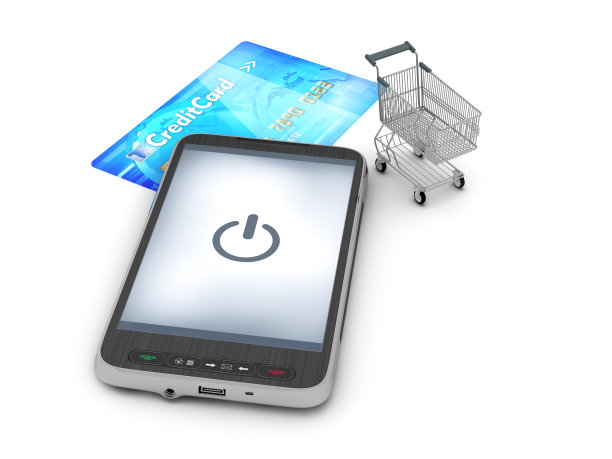 移动技术在购物-抽象插图图片下载