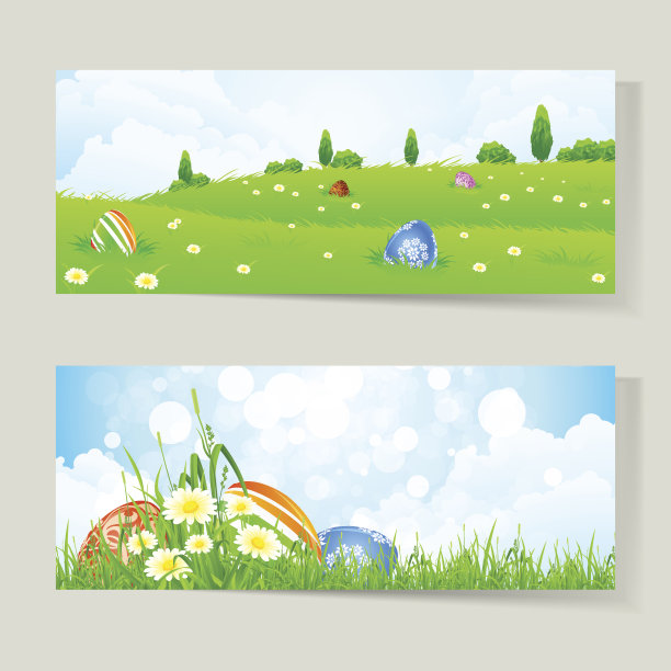 一套带有彩蛋的复活节卡片图片下载