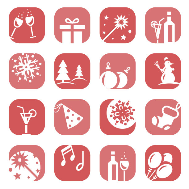 彩色圣诞图标套装图片下载