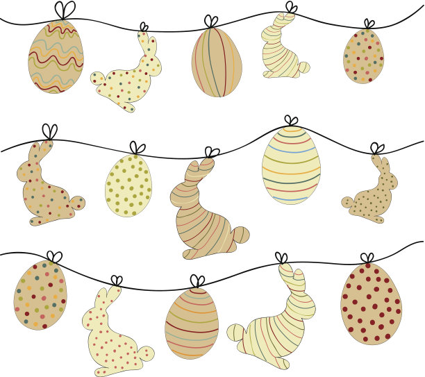 挂着复活节兔子和彩蛋图片下载