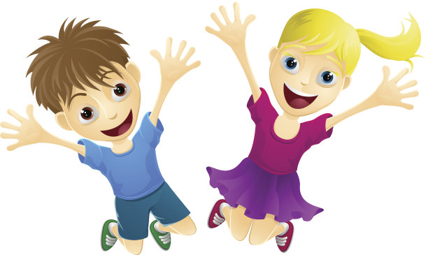 快乐的孩子们在空中跳跃图片下载