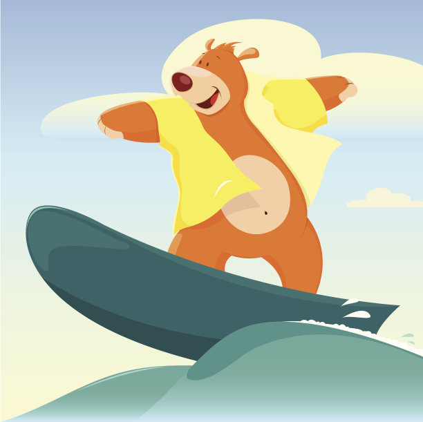 卡通熊冲浪者图片下载