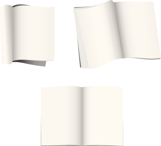 一套3个打开的杂志与空白页图片下载
