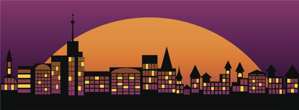 夜间的城市。图片下载