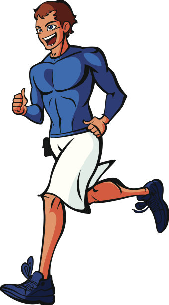 男人跑步的侧视图图片下载