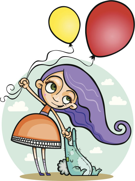 女孩有气球图片下载