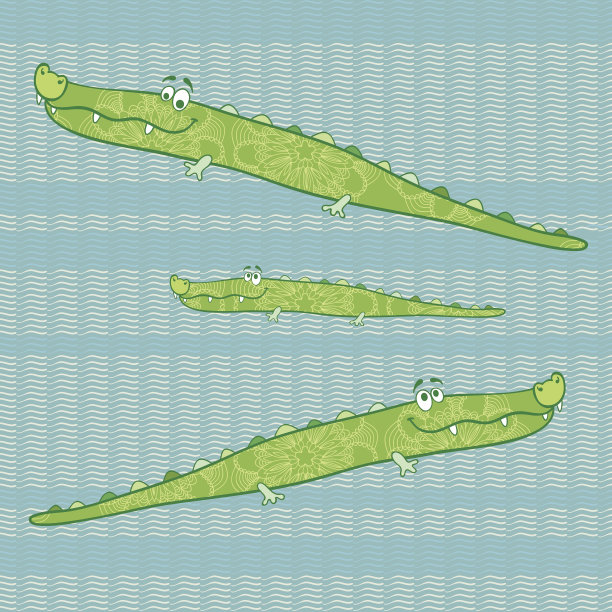 矢量插图与波浪和鳄鱼图片下载