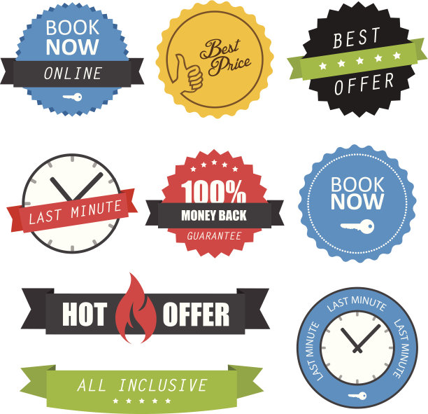 酒店的一套标签和徽章图片下载